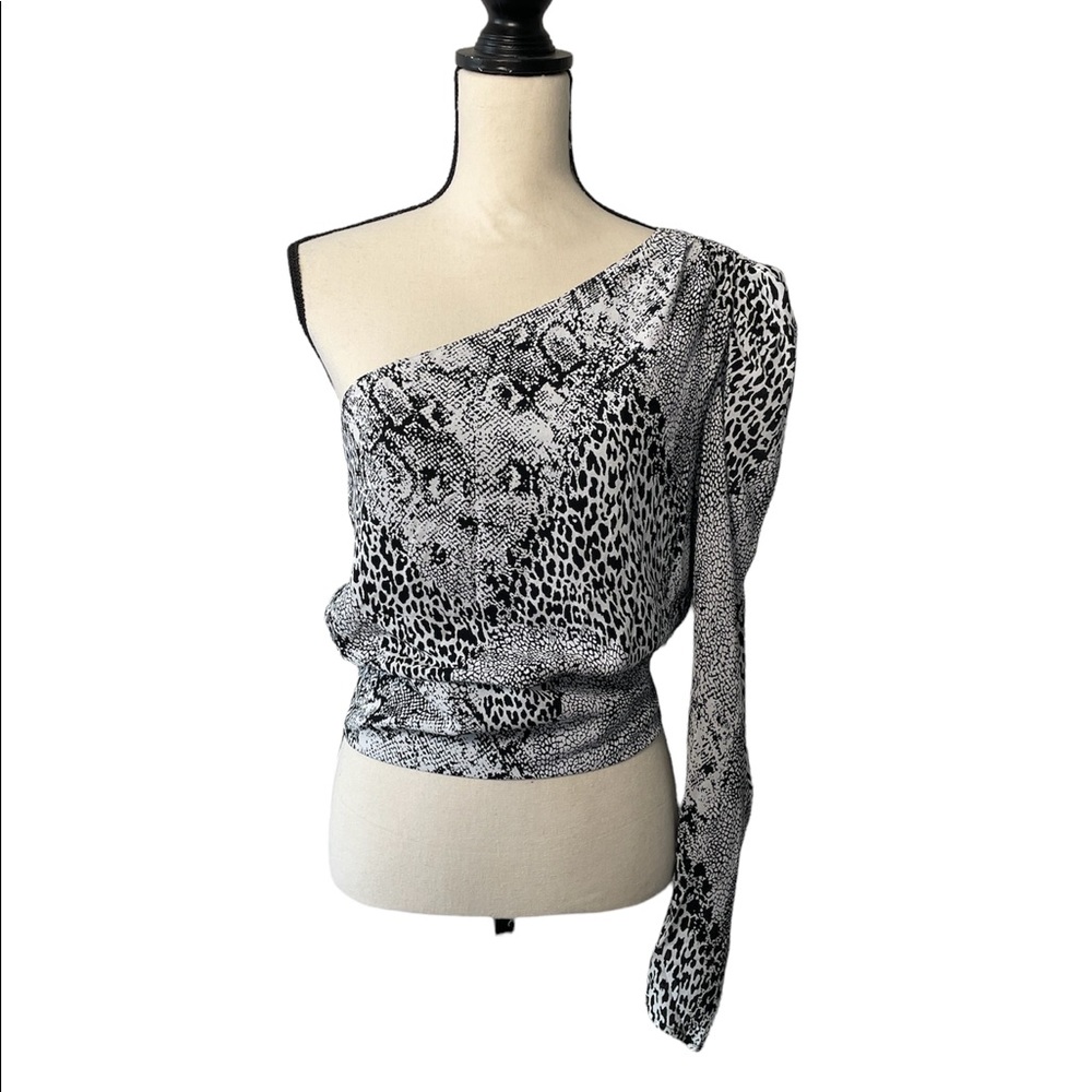 AFRM One Shoulder Animal Print Top